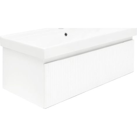 Swiss Aqua Technologies Badezimmermöbel mit Waschbecken SAT Evolution 98x30x44,8 cm weiss matt (SATEVO100WMU1)