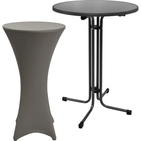 Outdoor Stehtisch Sylt, klappbar, Ø70cm, Anthrazit, mit Husse