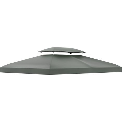 Toit de rechange pour tonnelle métallique, tonnelle de jardin, tente de réception, tente de jardin, polyester, 3 x 4 m, gris foncé