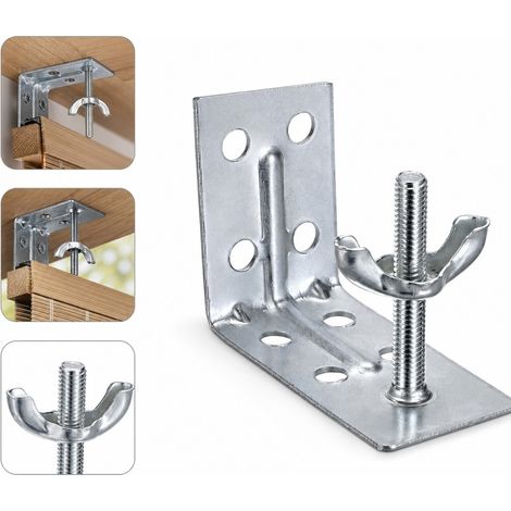 1 Pièce Support de Montage en Forme L en Métal Argenté pour Store Bambou, Comprend 4 Vis et Chevilles, Équerre de Fixation Réglable (1/5)
