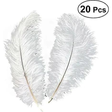 Lot de 5 plumes d'autruche blanches artificielles décoratives 30x35cm (1/3)