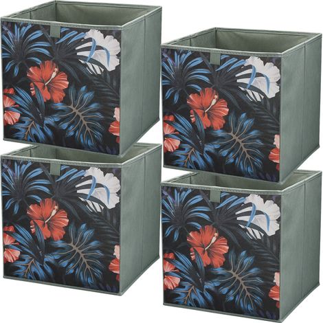 Boîte textile 31x31x31 Prairie - Lot de 4