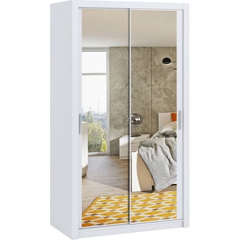 Armario Catromi 104, Blanco, 215x120x62cm, Puertas de armario: Correderas, Número de estantes: 5