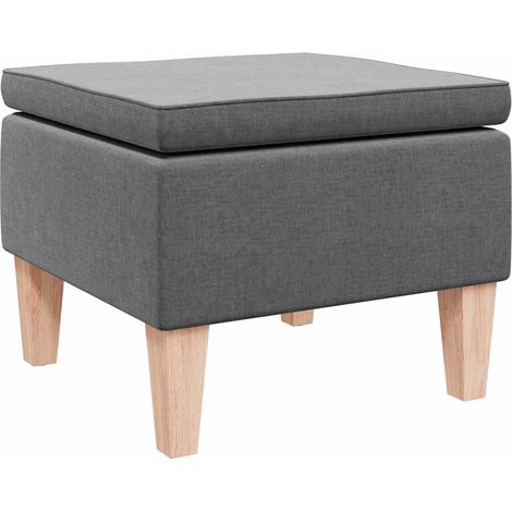 Tabouret,Repose-pied,Pouf avec pieds en bois Gris foncé Tissu CFW240026 (1/4)