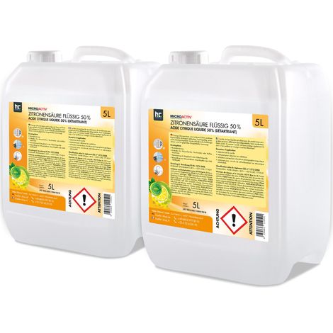 Höfer Chemie Gmbh – Lot de 2 bidons 5 L d'acide citrique liquide 50% – Détartrant pour bouilloires et machines à café – Biodégradable et économique (1/5)