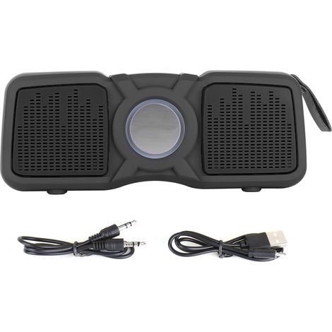 Enceinte Bluetooth portable sans fil avec deux haut-parleurs et lumières colorées - Noir