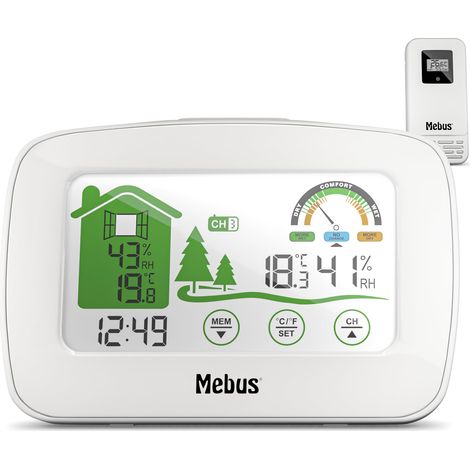 Mebus 40903 Estación Meteorológica Blanca con Pantalla LCD