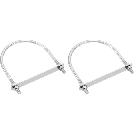 M8 Boulons en U, 2pcs Bride de Fixation en U Solide 114mm Innenbreite 143mm Longueur, Boulon à Œil de Serrage Acier Inoxydable 304 avec Ecrous Et Plaques pour Fixation de Tuyaux (1/5)