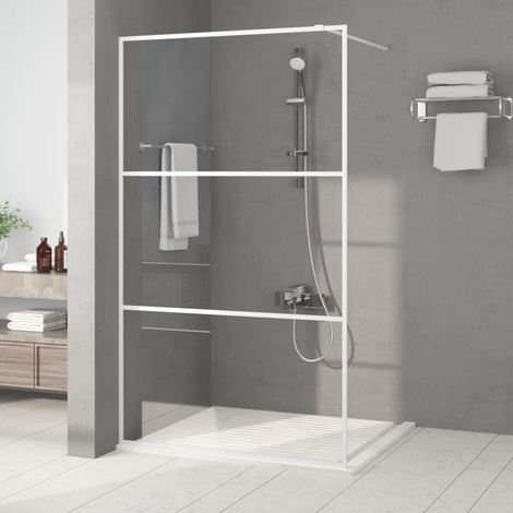 Duschwand für Begehbare Dusche Weiß 115x195 cm ESG-Klarglas (1/5)