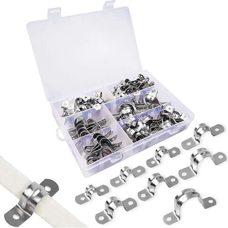U-Tube Clamp 304 Stainless Steel Clamp Fixing Tube 8mm-32mm U Tension Clips Connection Ring Hose Clamp Card Clamp U Shaped Saddle Map Pipe Attachment (1/5)