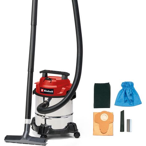 Einhell Nass-Trockensauger TC-VC 1812/1 S (1250 W, 180 mbar, 4 Lenkrollen, 12 L Behälter, inkl. Fugen- & Kombidüse, Schaumstofffilter, Schmutzfangsack & Filterbeutel)