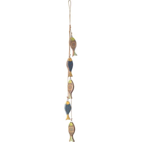 Mobile 5 pesci in legno stampato multicolore 61 cm (1/5)
