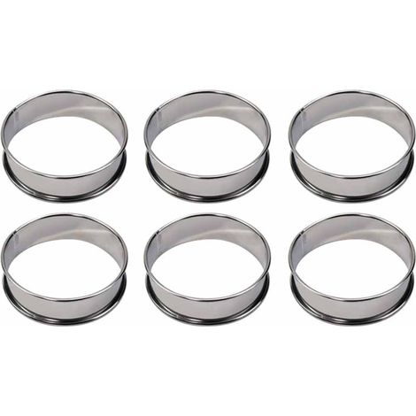 6 Pièces Cercle Tartelette, Cercle a Patisserie 8cm, Cercles et Cadres à Pâtisserie, Cercle a Tartelette, Moule a Pancake, Cercle Cuisine Inox pour Muffins Tartes Gâteaux Crumpets, pour la poêle (1/5)