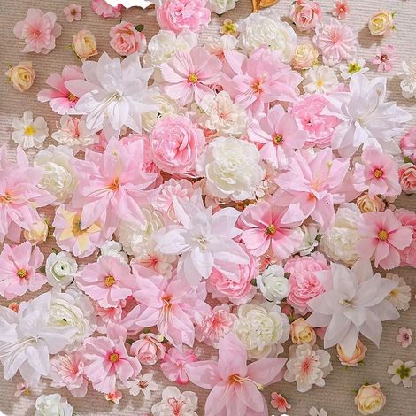 Künstliche Rosenblumen, Seidenmaterial, lebensechte Dekoration, Rosa Weiß, 20Stück-b (1/2)