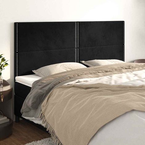 Tête de lit 180 x 5 x 118/128 cm en velours noir, hauteur réglable - PANGIVO (1/5)