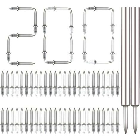 Lot de 200 Clous et Vis Double Tête Sécurité Manchon pour Plinthes