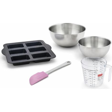 Set pâtisserie avec moule à 6 financiers silicone, 2 bols à mixer, verre mesureur et spatule Zenker (1/5)
