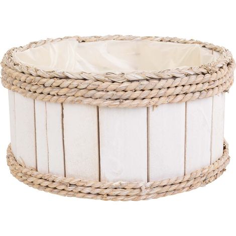 Cesto de madera y cuerda blanco d25x13/24 (1/5)