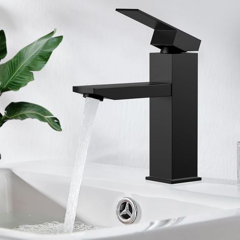 Mitigeur lavabo eau chaude/froide G3/8,bec 176 mm,cartouche céramique,robinet salle de bain avec 2 tuyaux 60 cm inclus,installation facile (1/5)