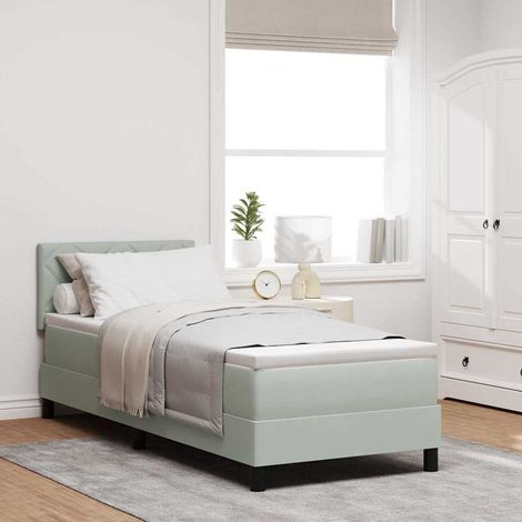Cama tipo Box Spring Gris Claro 80 x 200 cm Terciopelo