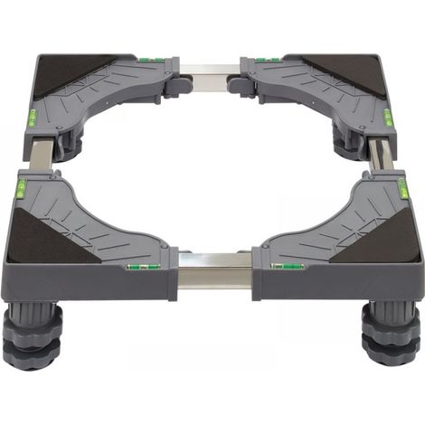 Support pour machine à laver avec 4 pieds rembourrés, capacité de charge de 180 kg, largeur réglable de 40 à 62 cm, hauteur de 10 à 12,5 cm, chariot de manutention pour machine à laver, gris (1/5)