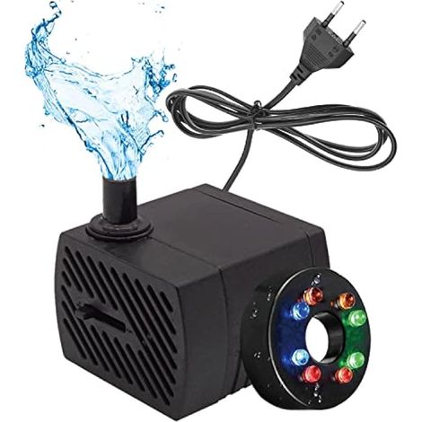 Mini pompe à eau avec 8 LED et pompe d'aspiration 280 L/h 4 W 220-240 V 50/60 Hz, débit réglable (8/13 mm) pour petits aquariums et jardins. (1/5)