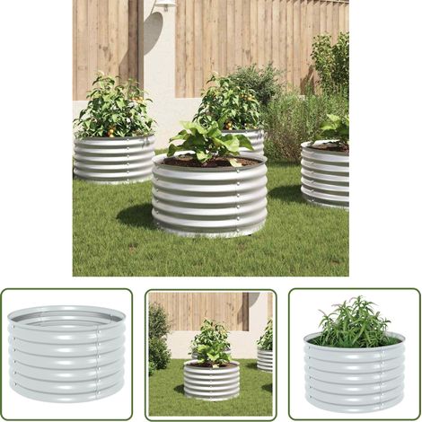 Jardinière, Pot de Fleurs d'extérieur, Lit surélevé de jardin 80x80x44 cm Acier galvanisé Argenté OIB2547E (1/5)