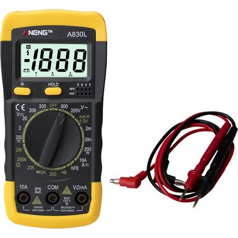 Multimetro digitale LCD, tester di tensione AC/DC, amperometro e ohmmetro, strumenti di misura elettrica con display digitale (1/5)