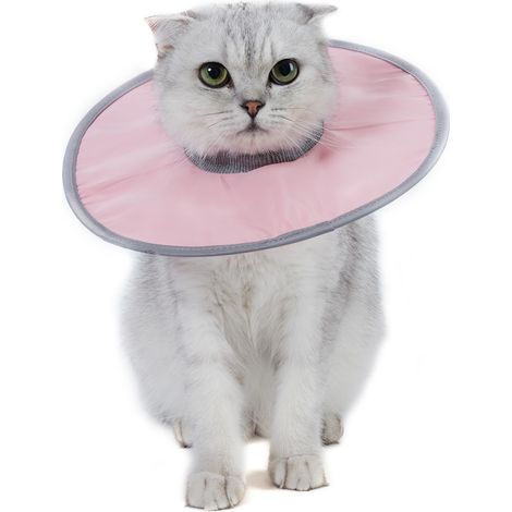 Collier conique pour chat anti-léchage, réglable, à nervures, pour la récupération du cou (1/5)