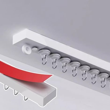 Tringle à rideau autocollante 6 x 40cm – Installation sans perçage sur surfaces lisses – Rail flexible pour fenêtres – Capacité 5 kg (1/5)