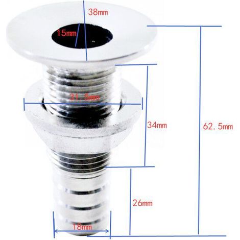 Sortie de vidange à demi-filetage 3/4 pouce pour prévenir l'accumulation d'eau - Accessoires de quincaillerie pour bateaux, yachts et véhicules récréatifs - 3/4 pouce - 316
