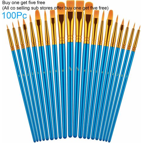 Paint Brushes - 20 Pcs Synthetic Nylon Bristles - Wooden Handle - For Acrylic Watercolor Oil Painting - Body Face Rock Art - 20 Units (1/5)