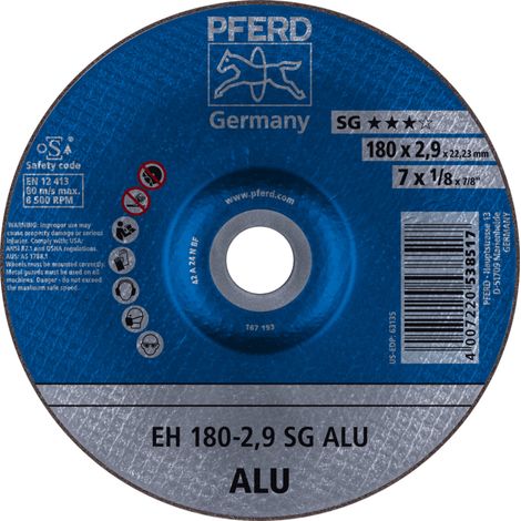 PFERD Trennscheibe EH 180x2,9x22,23 mm gekröpft Leistungslinie SG ALU für Alu