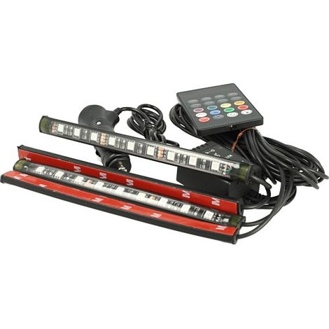 Kit Striscia Barra Led RGB 4X18cm 12V Telecomando IR Sensore Voce Musica Controllo IP67 Per Decorazione Auto Interno Esterno (1/3)