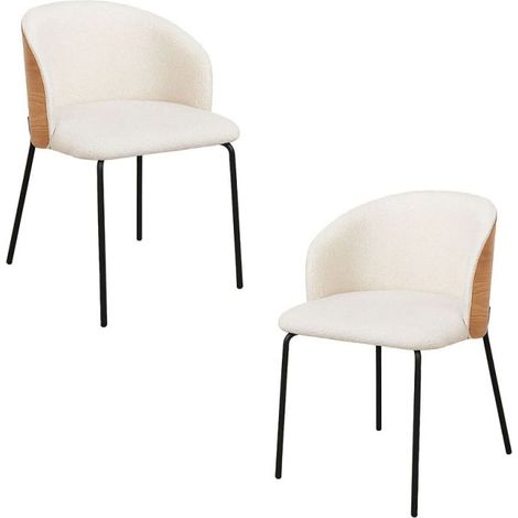 Packs Sillas Comedor - Pack 2 Sillas Glacia Tela Blanca con Respaldo Tapizado en Madera (1/5)