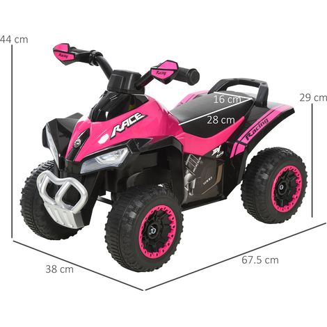 Kinderquad, Geländemodell, mit Licht, Sound und breitem Sitz für Kinder ab 18 Monaten, 67,5 x 38 x 44 cm, Pink und Schwarz