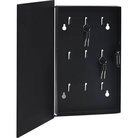 Schlüsselbox mit Magnettafel Schwarz 30x20x4 cm