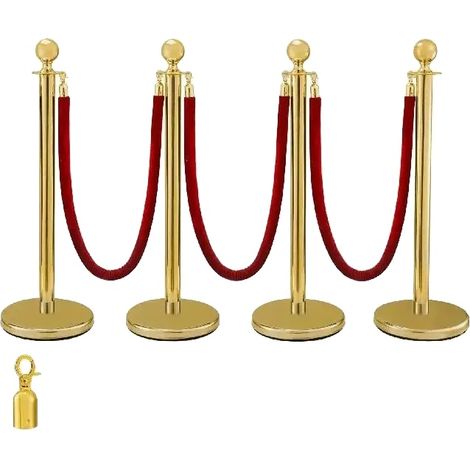 Barrière de contrôle de foule, hauteur totale de 37,8 po, diamètre de base de 12,6 po, diamètre de tube de 2 po, longueur de corde de 5 pi, matériau en acier inoxydable durable (1/5)