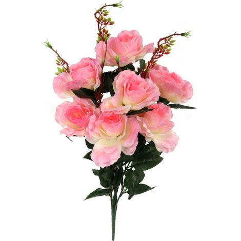 Bouquet di 7 rose artificiali rosa, 70 cm (1/3)