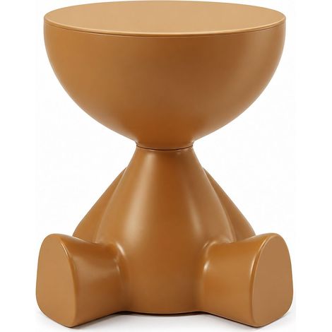 Table d'appoint ronde design scandinave pour Maison, hauteur 41 cm diamètre 37 cm, table de chevet ou bout de canapé stable en plastique, disponible en blanc crème noir gris rose (1/5)