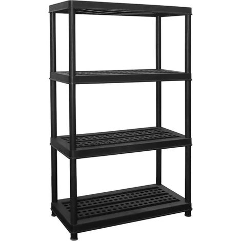 Étagère plastique 4 tablettes 90x44x141 cm - Charge 60 kg par niveau - Noire (1/5)