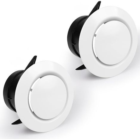 2 pcs Soupape à Disque Ronde 75 mm, Grille d'Aération Ronde Réglable en ABS, Grille de Ventilation de Plafond ou Mur pour Ventilateur d'Extraction d'Air, Ventilateur de Tuyau, Cuisine, Garage [Classe (1/5)