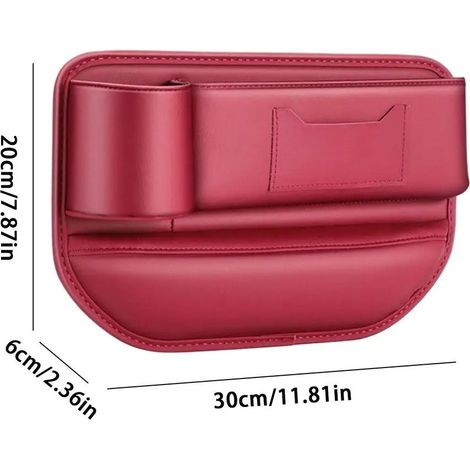 (Conducteur principal Rouge) Sac de rangement pour siège auto, rangement pour console centrale, rangement pour espace entre les sièges avant, rangement pour siège central, poche de rangement multifonc (1/4)