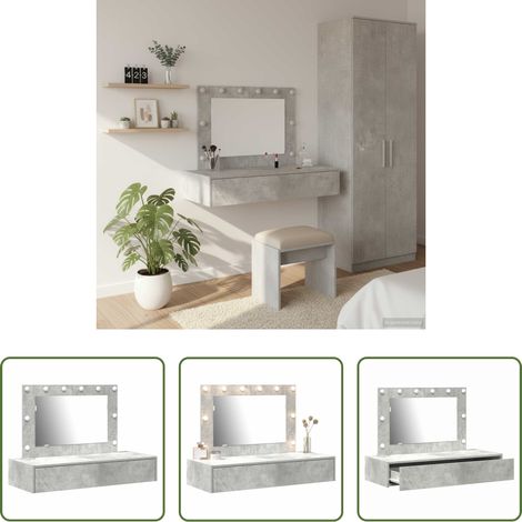 Schminktisch mit Spiegel - Schminktisch mit Schubladen Grau 100 x 40 x 70 cm Holzwerkstoff (1/5)