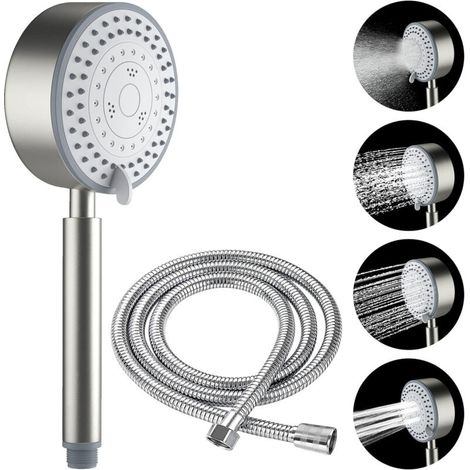 Pommeau de Douche. Acier Inoxydable Anti Calcaire Economiseur D'eau Haute Pression Douchette. Tuyau 2M. Flexible de douche Installation et Nettoyage Faciles. Aalle de Bain/WC (1/5)