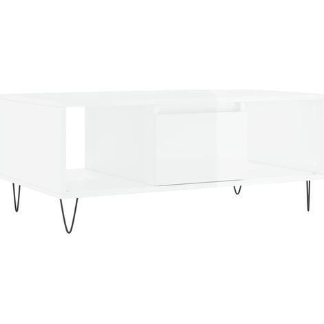 Maison Exclusive - Couchtisch Hochglanz-Weiß 90x50x36,5 cm Holzwe