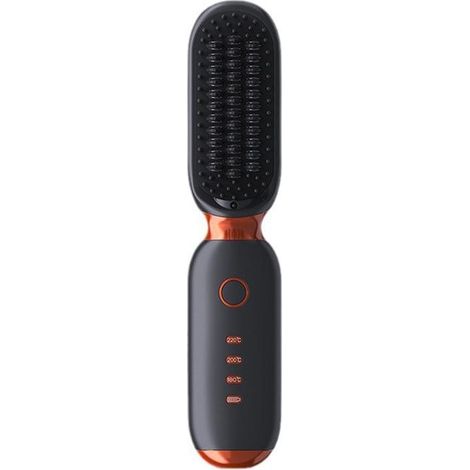 Peigne lissant portable rechargeable à ions négatifs (noir et rouge) - Peigne double usage pour lisser et boucler les cheveux (1/5)
