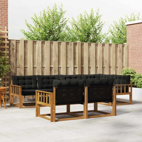 vidaXL Outdoor-Sofagarnitur 7 Stk. Natürlich und Schwarz (1/5)
