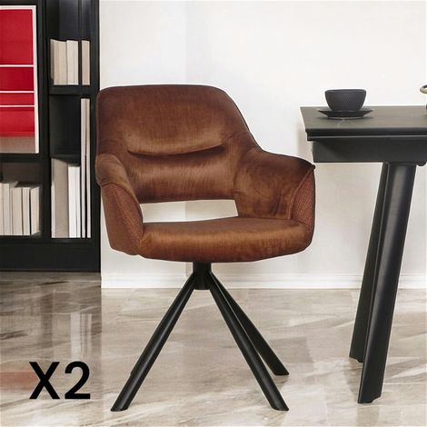 Fauteuil pivotant bi-matière, couleur cuivre (lot de 2) IENA (1/5)