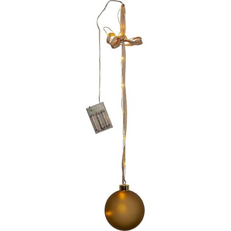 Guirlande lumineuse de Noël à piles « Bliss » avec boule, 16 LED en forme de goutte de rosée, minuterie, dorée, Ø 10 cm (1/5)
